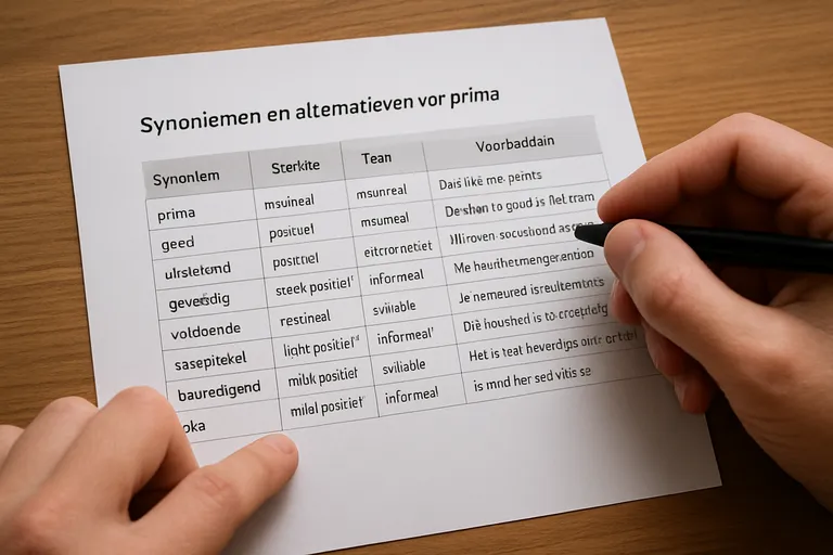 Synoniemen en alternatieven voor prima
